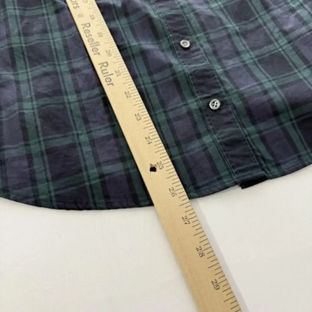 J Crew Plaid Perfect Top 6 Blue Green Cotton Button Up Long Sleeve Shirt Womens